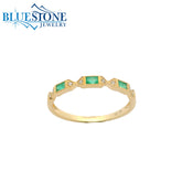 14KYG Ring w/ Emeralds & Diamonds - Sz. 7